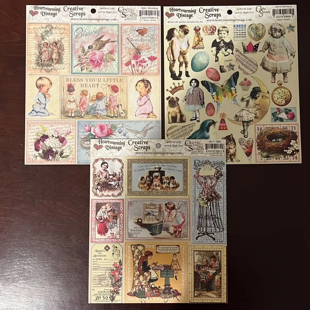 Crafty Secrets Heartwarming Vintage Creative Scraps, bundle of 28 - Picture 2 of 7